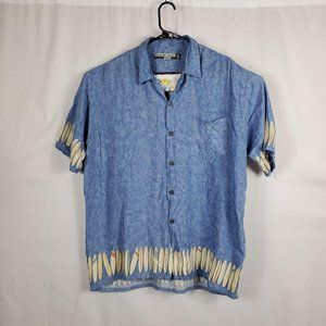 Vintage Ocean Current Blue/Surfboard Button Down S